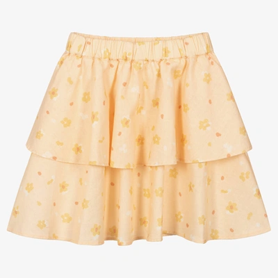 Shop The New Society Girls Orange Floral Linen Skirt