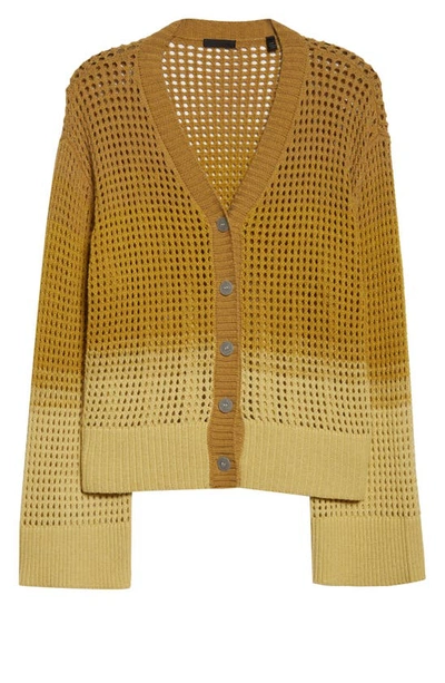 Shop Atm Anthony Thomas Melillo Ombré Open Stitch Cardigan Sweater In Dijon Combo