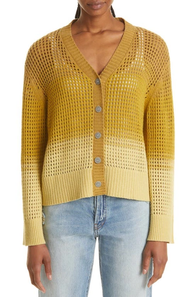 Shop Atm Anthony Thomas Melillo Ombré Open Stitch Cardigan Sweater In Dijon Combo