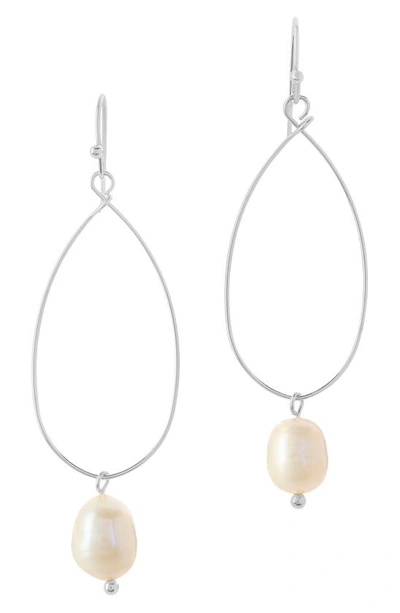 Sterling Forever Teardrop Pearl Dangle Earrings In Silver