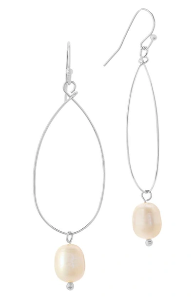 Sterling Forever Teardrop Pearl Dangle Earrings In Silver