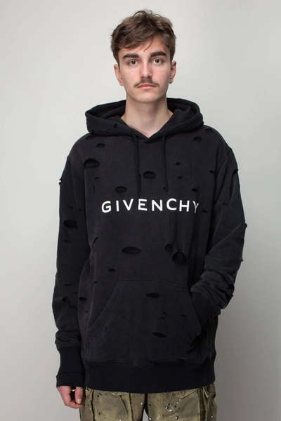 Givenchy Cut up Hoodie In Faded Black ModeSens