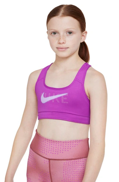 Nike Swoosh Big Kids' (girls') Reversible Sports Bra In Viv Purple/ Pink/ Lilac/ White