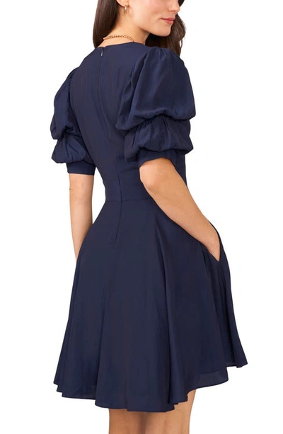 Shop 1.state Tiered Bubble Sleeve Dress In Navy Blue