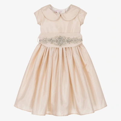 Shop Nicki Macfarlane Girls Pink Silk & Crystal Sash Dress