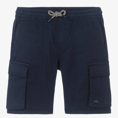Shop Mayoral Nukutavake Boys Navy Blue Cotton Cargo Shorts