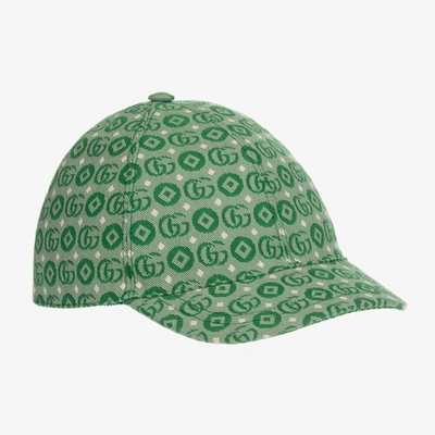 Shop Gucci Green Double G Geometric Cotton Jacquard Cap