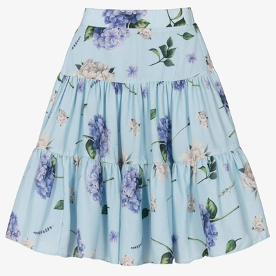 Shop Childrensalon Occasions Girls Blue Floral Crêpe Skirt