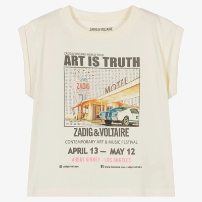 Shop Zadig & Voltaire Girls Ivory Logo Graphic Print T-shirt