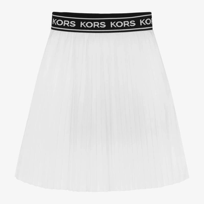 Shop Michael Kors Girls White Pleated Skirt