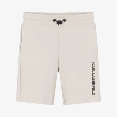 Shop Karl Lagerfeld Kids Boys Grey Jersey Logo Shorts