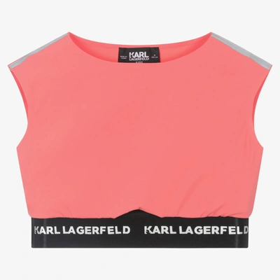 Shop Karl Lagerfeld Kids Girls Orange Jersey Vest Top