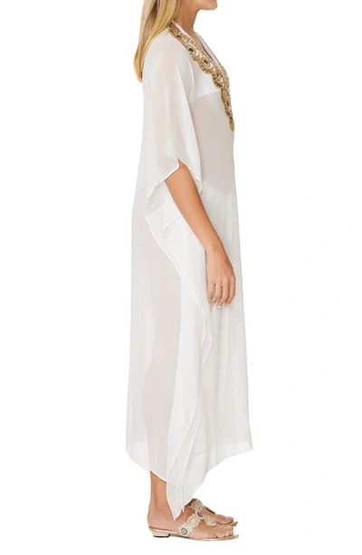 Shop Ranee's Goddess Beaded Cover-up Caftan In White