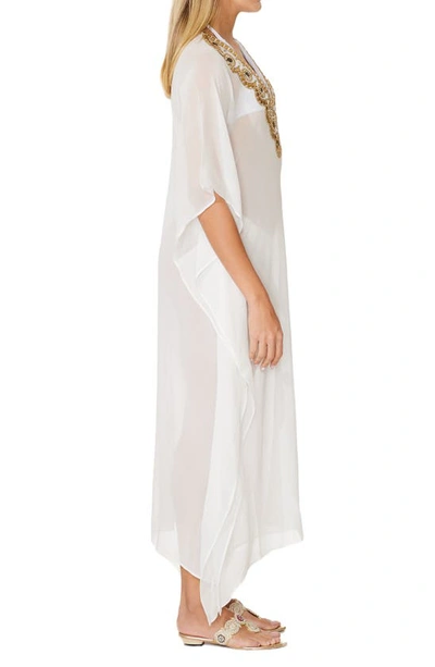 Ranee's Goddess Beaded Cover-up Caftan In White