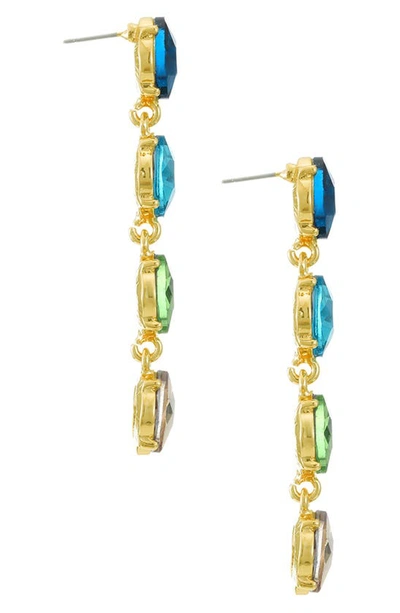 Shop Ettika Four The Money Crystal Drop Earrings In Blue