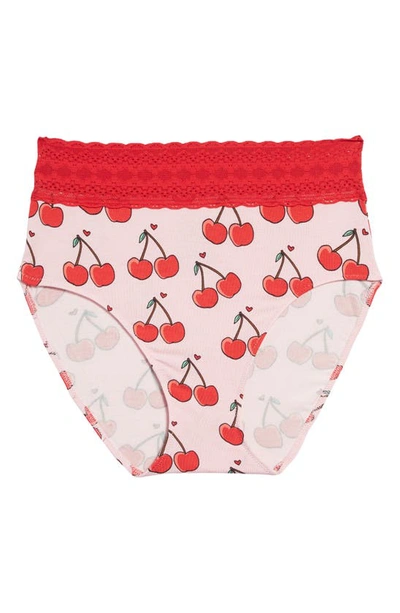Shop Meundies Feelfree Lace Trim High Waist Panties In Cherries