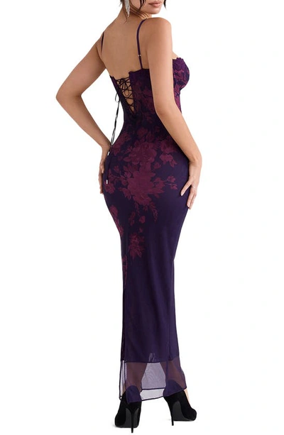 Shop House Of Cb Aiza Floral Underwire Cocktail Dress In Dark Purple
