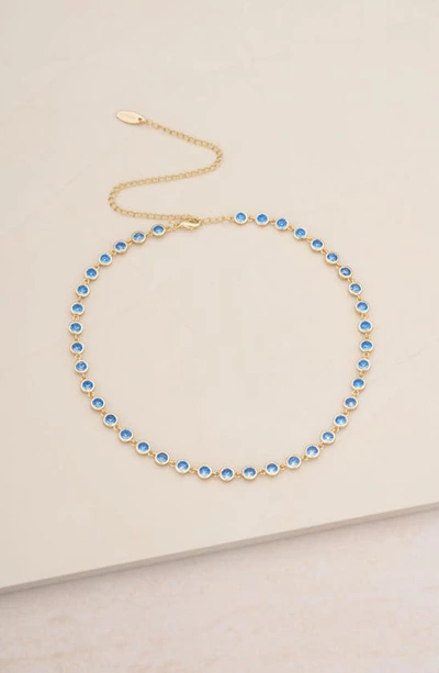 Shop Ettika Cubic Zirconia Bezel Necklace In Blue