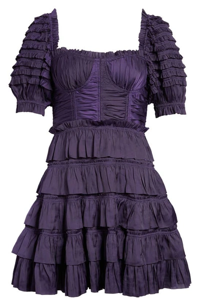 Shop Ulla Johnson Lucette Puff Sleeve Tiered Dress In Lago