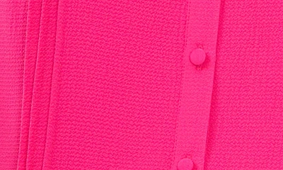 Cece Pintuck Ruffle Short Sleeve Blouse In Bright Rose