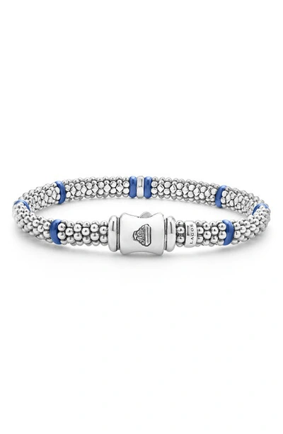 Lagos Blue Caviar Diamond & Ceramic Station Rope Bracelet In Marine