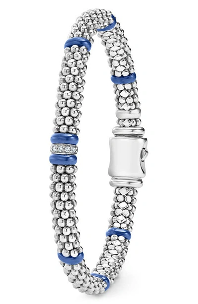 Lagos Blue Caviar Diamond & Ceramic Station Rope Bracelet In Marine