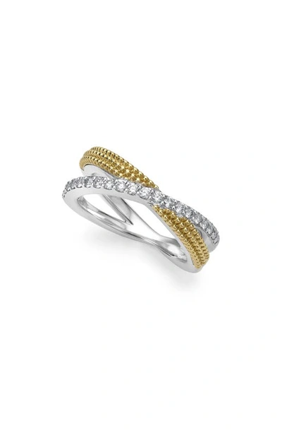 Lagos Caviar Luxe Diamond X Band Ring In Gold