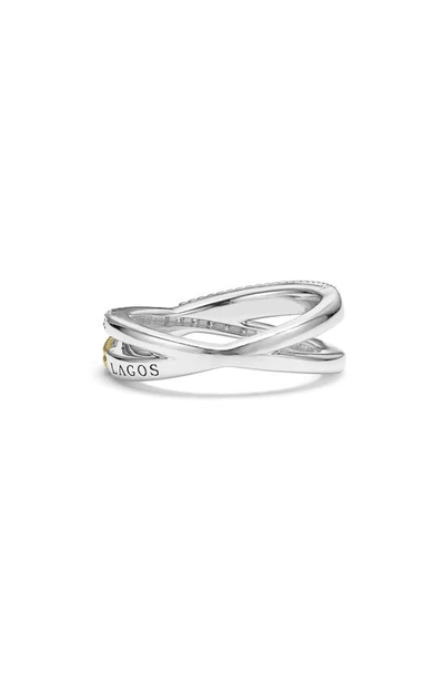 Lagos Caviar Luxe Diamond X Band Ring In Gold