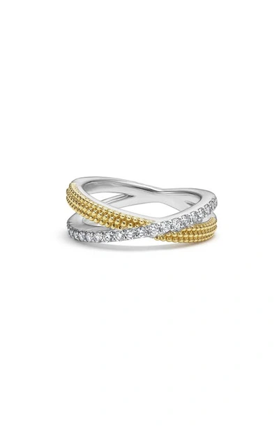 Lagos Caviar Luxe Diamond X Band Ring In Gold