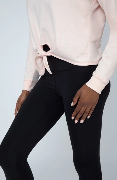 Shop 90 Degree By Reflex Brushed Terry Tie Hem Pullover In Champagne Pink