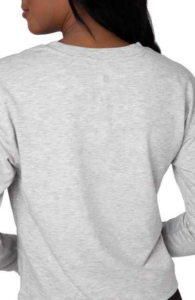 90 Degree By Reflex Brushed Terry Tie Hem Pullover In Heather Grey