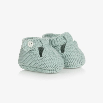 Shop Mayoral Baby Green Cotton Knit Booties
