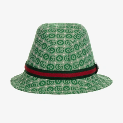 Shop Gucci Green Double G Geometric Cotton Jacquard Hat