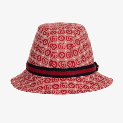 Shop Gucci Red Double G Geometric Cotton Jacquard Hat