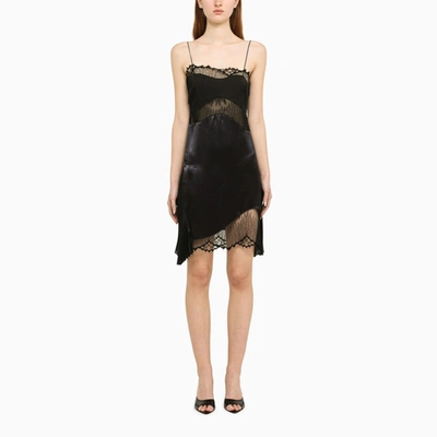 Shop Victoria Beckham Black Satin And Lace Dress