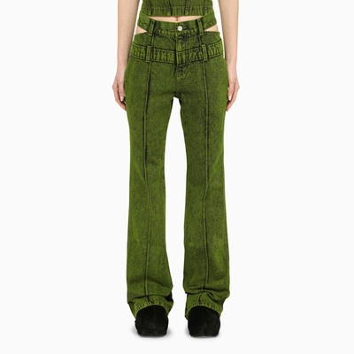 Shop Andersson Bell Green Denim Cut-out Jeans
