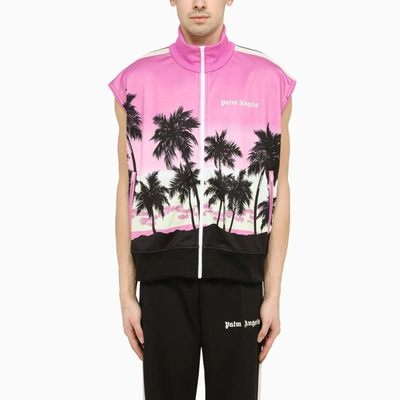 Palm Angels Sunset-print Striped Track Gilet In Purple