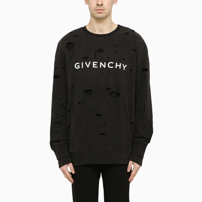 Shop Givenchy Black Ripped-effect Archetype Sweatshirt