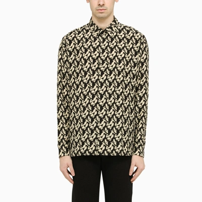 Shop Saint Laurent Black/sand Shirt With Print