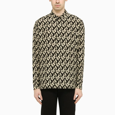 Saint Laurent Abstract-print Cotton Shirt In Black