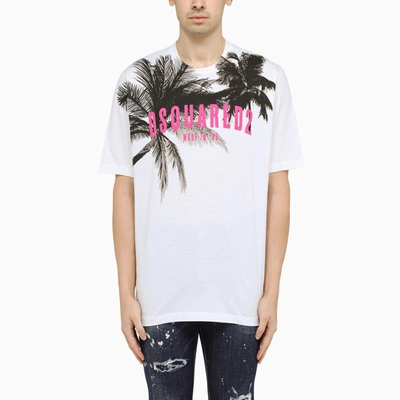 Shop Dsquared2 White Palms T-shirt