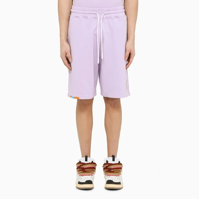 Shop Marcelo Burlon County Of Milan Lilac Cotton Sports Bermuda Shorts In Pink