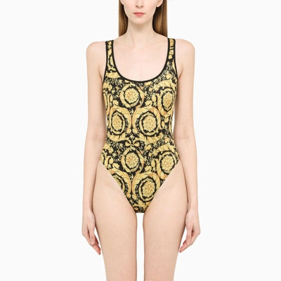 Shop Versace Barocco Print One-piece Swimming Costume In Metal