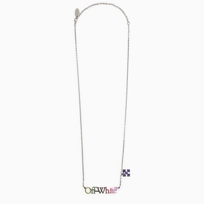 Shop Off-white Silver-tone Necklace With Logo In Metal