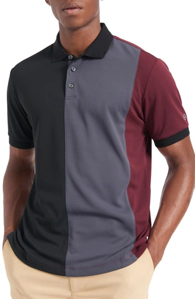 Shop Ben Sherman Colorblock Polo Shirt In Black/burgundy