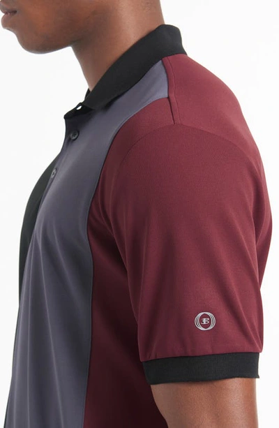 Shop Ben Sherman Colorblock Polo Shirt In Black/burgundy