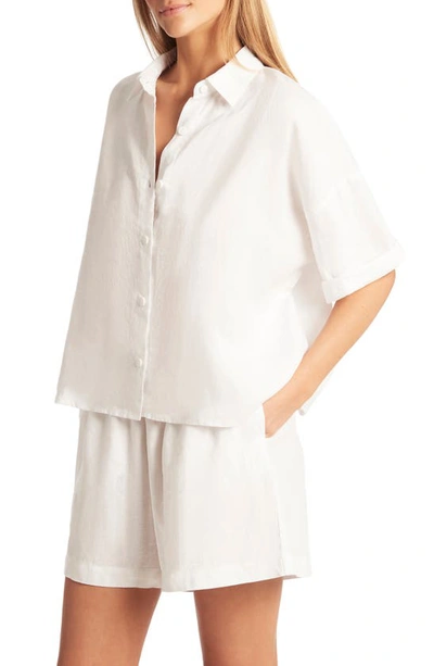 Shop Sea Level Tidal Boardwalk Linen Cover-up Shorts In White