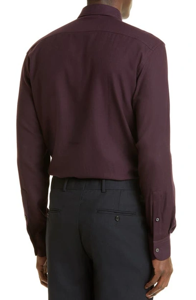 Shop Zegna Cotton & Cashmere Button-up Shirt In Plum