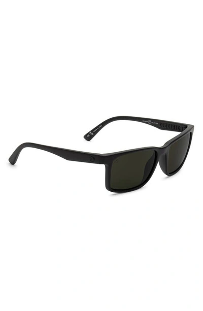 Shop Electric Satellite 45mm Polarized Small Square Sunglasses In Matte Black/ Grey Polar