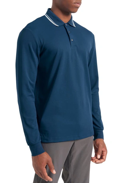 Shop Ben Sherman 360 Motion Long Sleeve Polo Shirt In True Navy